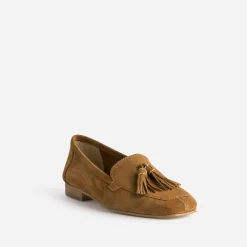 Mocassin camel cuir velours à pampilles^Eram New