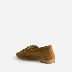 Mocassin camel cuir velours à pampilles^Eram New