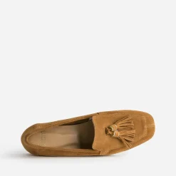 Mocassin camel cuir velours à pampilles^Eram New