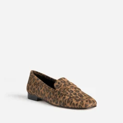 Mocassin camel en cuir velours effet léopard^Eram Discount
