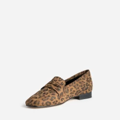Mocassin camel en cuir velours effet léopard^Eram Discount