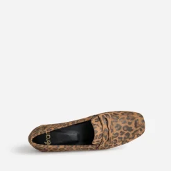 Mocassin camel en cuir velours effet léopard^Eram Discount
