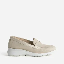 Mocassin doré cuir velours^FRANCE ARNO New