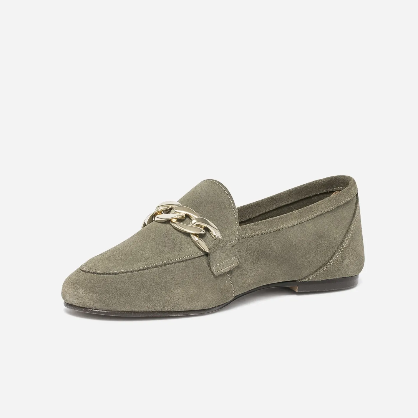 Mocassin kaki éco-conçu en cuir velours^Eram Clearance