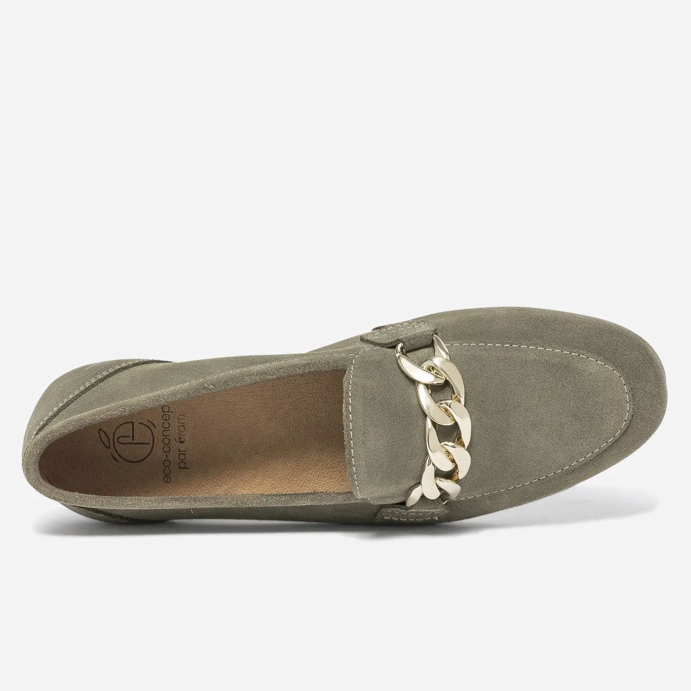 Mocassin kaki éco-conçu en cuir velours^Eram Clearance