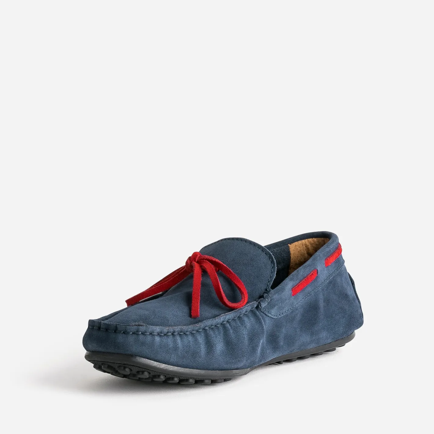 Mocassin marine cuir velours lacet rouge^Eram Clearance