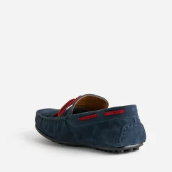 Mocassin marine cuir velours lacet rouge^Eram Clearance