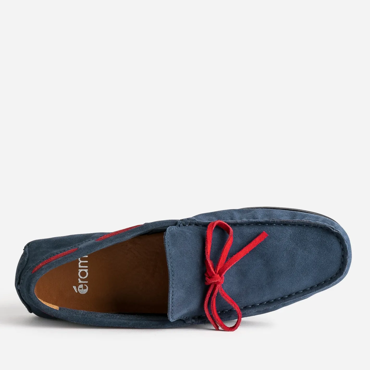 Mocassin marine cuir velours lacet rouge^Eram Clearance