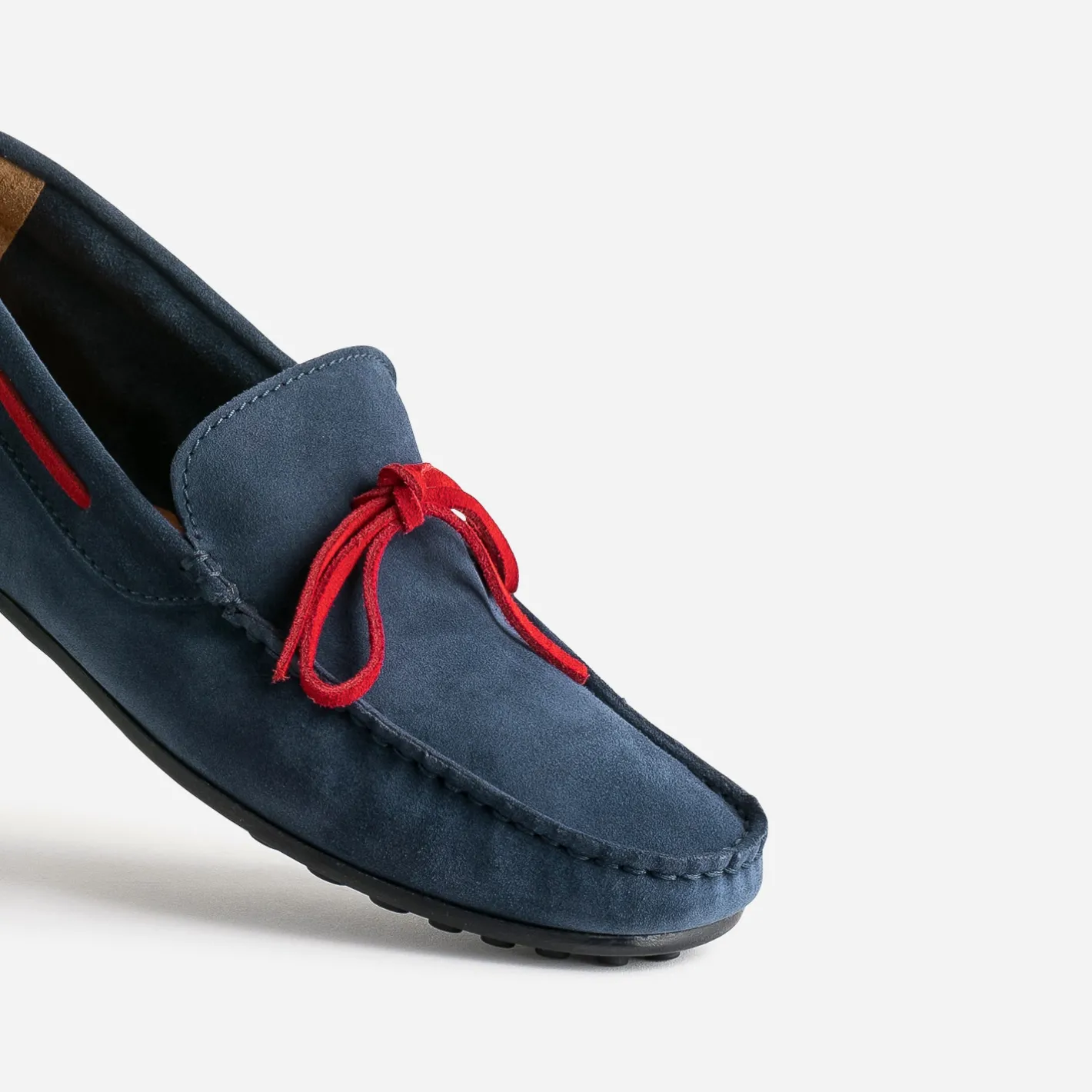 Mocassin marine cuir velours lacet rouge^Eram Clearance