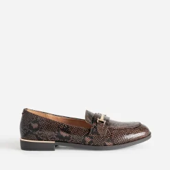 Mocassin marron à effet python détails dorés^Eram Hot