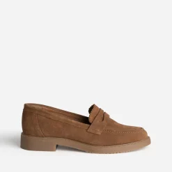 Mocassin marron cuir velours bord cranté^Eram Outlet