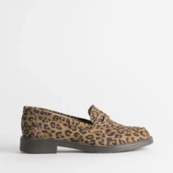 Mocassin marron cuir velours effet léopard^Eram Hot