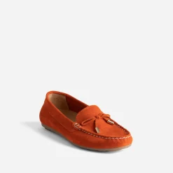 Mocassin orangé en cuir velours^Eram