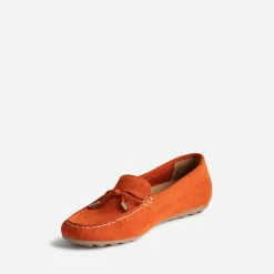 Mocassin orangé en cuir velours^Eram