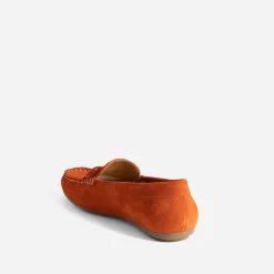 Mocassin orangé en cuir velours^Eram