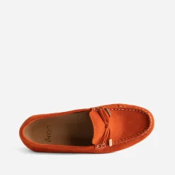 Mocassin orangé en cuir velours^Eram