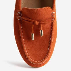 Mocassin orangé en cuir velours^Eram