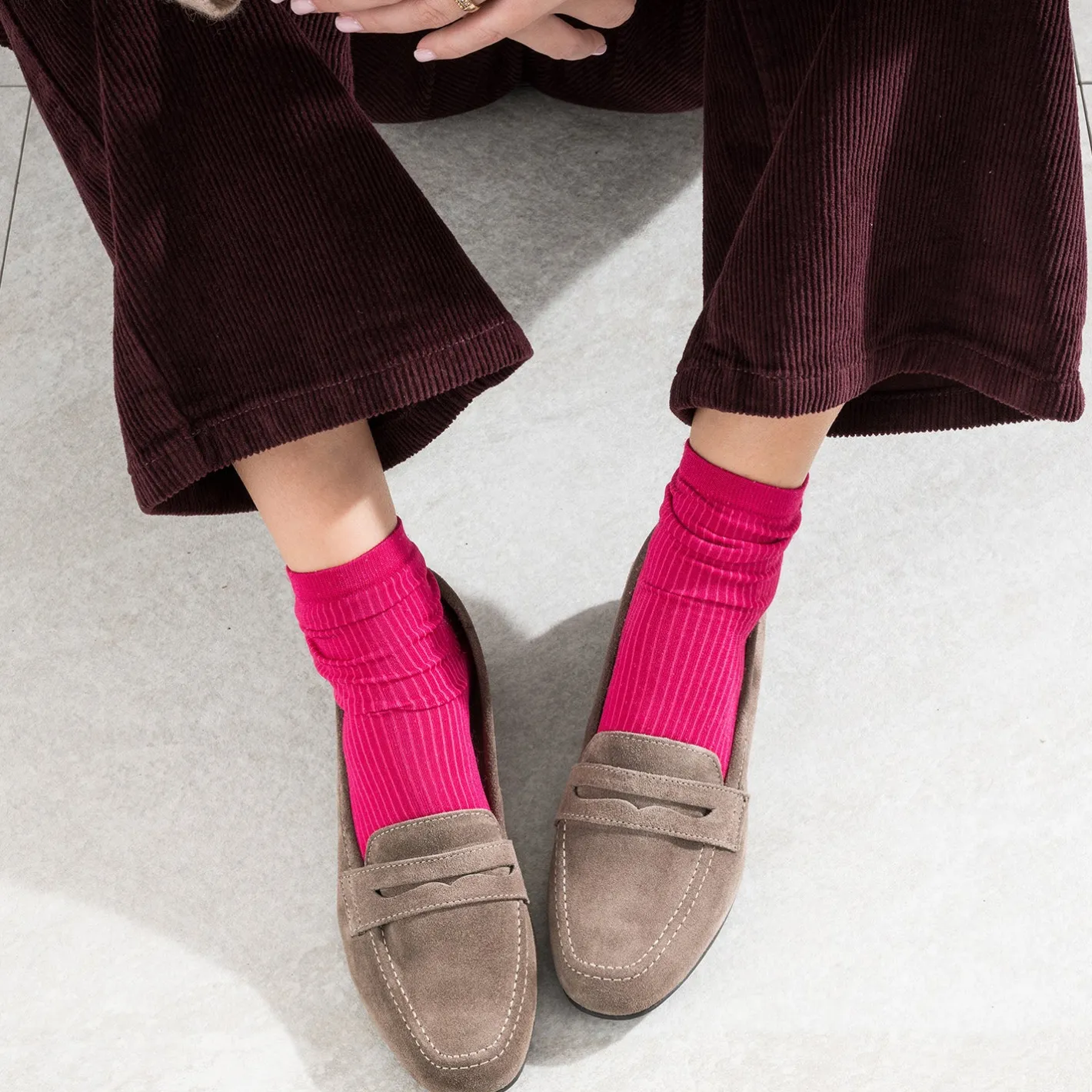 Mocassin taupe en cuir velours^Eram New