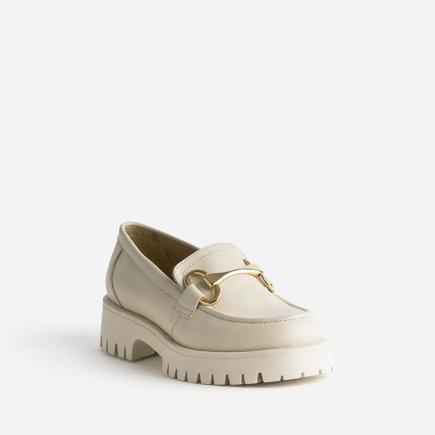 Mocassin beige en cuir à semelle crantée^Texto Hot