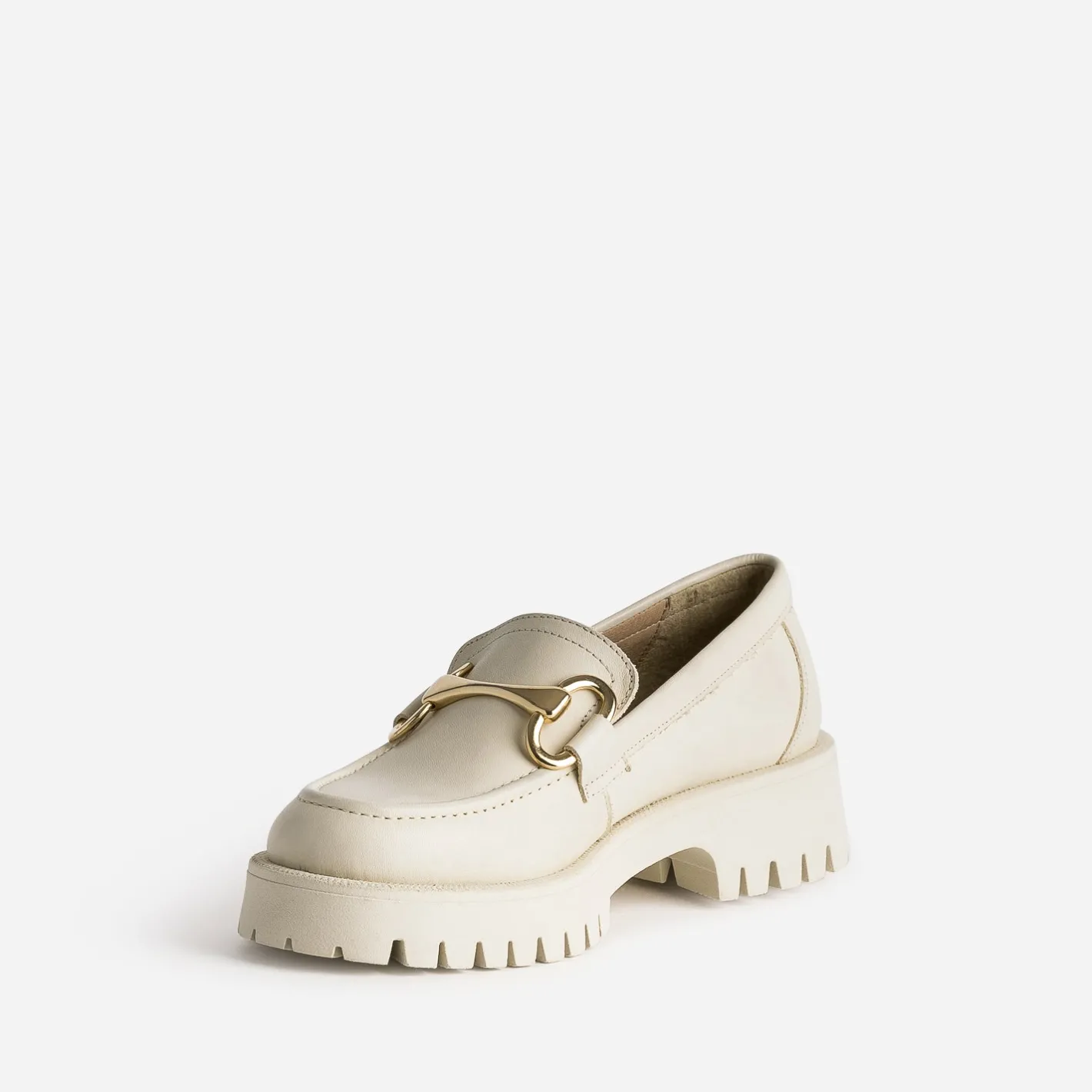 Mocassin beige en cuir à semelle crantée^Texto Hot