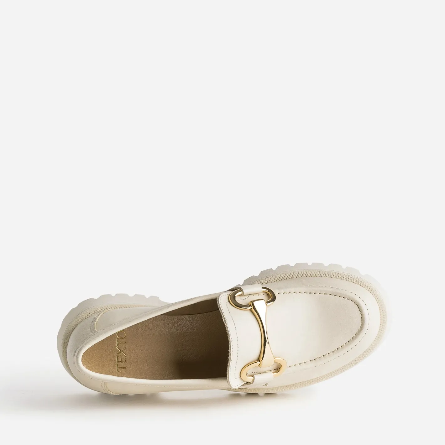 Mocassin beige en cuir à semelle crantée^Texto Hot