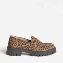 Mocassin marron cuir velours motif léopard^Texto Best