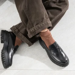 Mocassin cuir semelle crantée^Texto Online