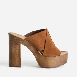 Mule à plateforme cuir velours^Texto Sale