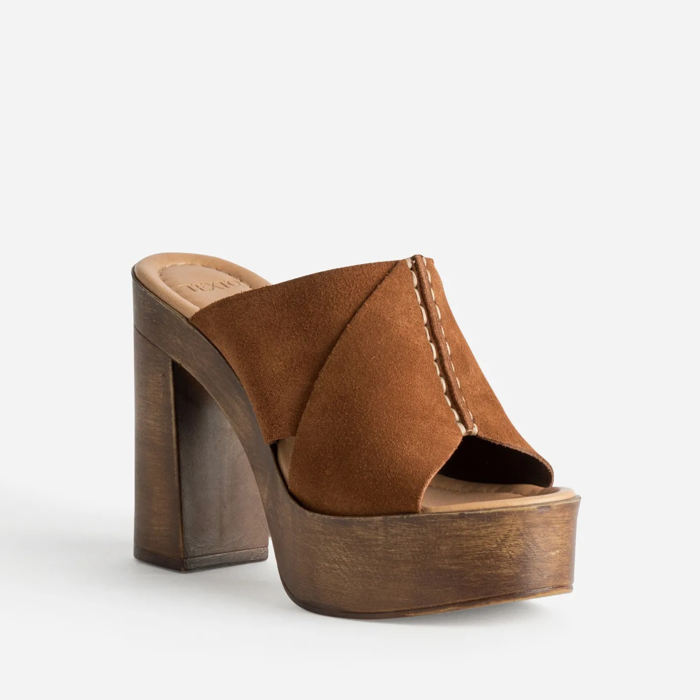 Mule à plateforme cuir velours^Texto Sale