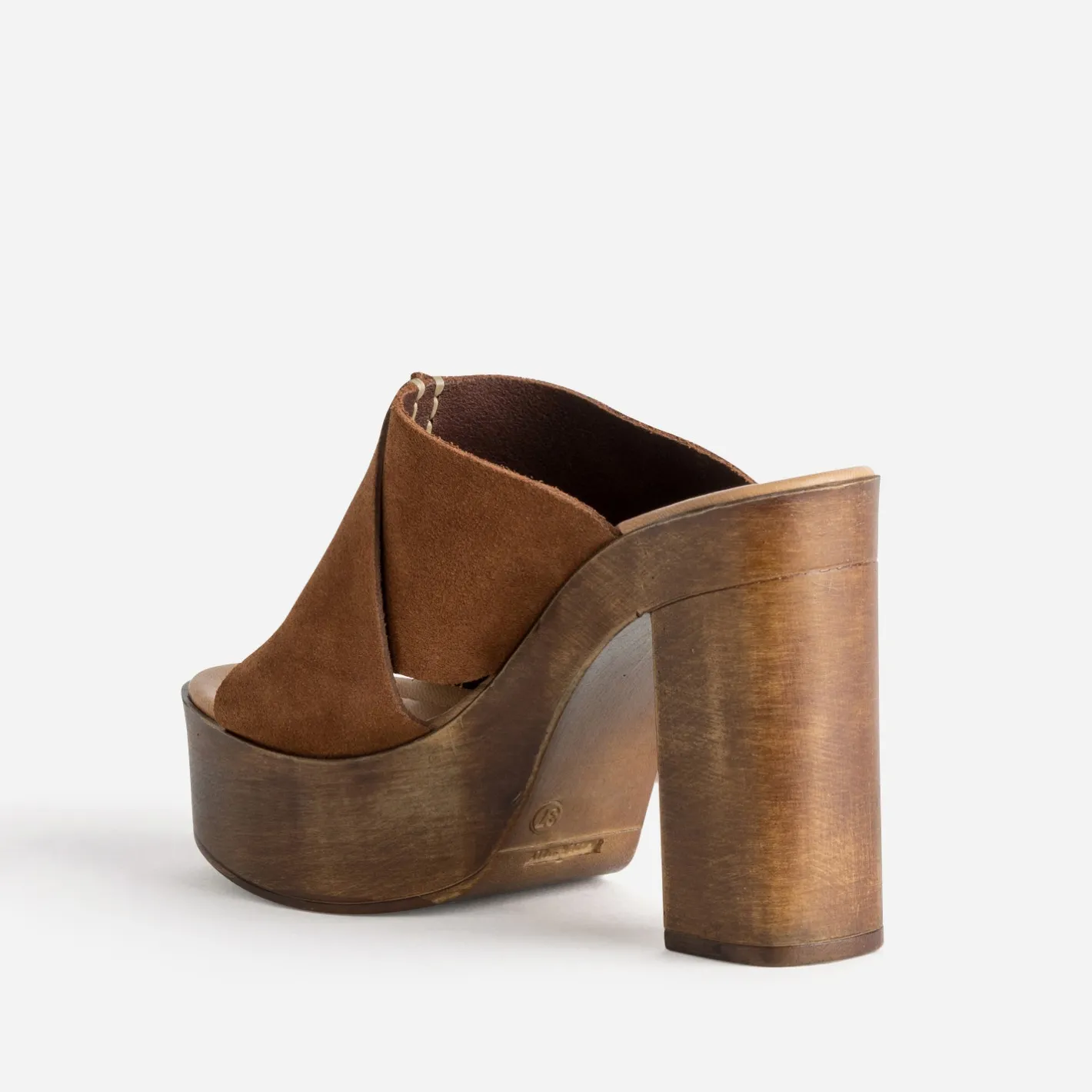 Mule à plateforme cuir velours^Texto Sale