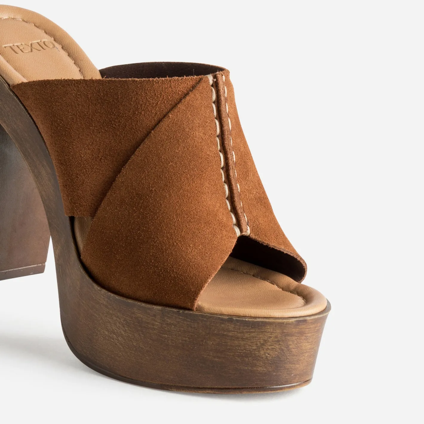 Mule à plateforme cuir velours^Texto Sale
