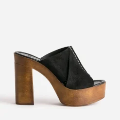Mule à plateforme e cuir velours^Texto Hot
