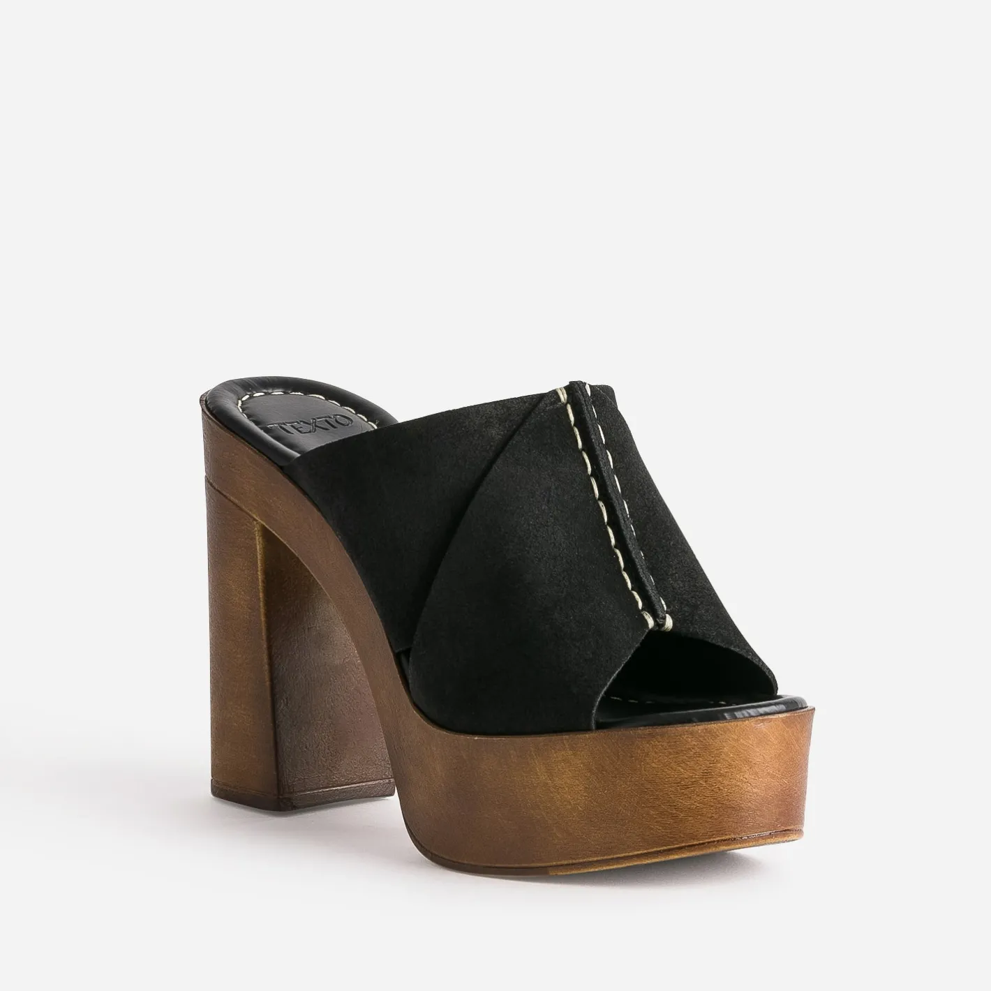 Mule à plateforme e cuir velours^Texto Hot