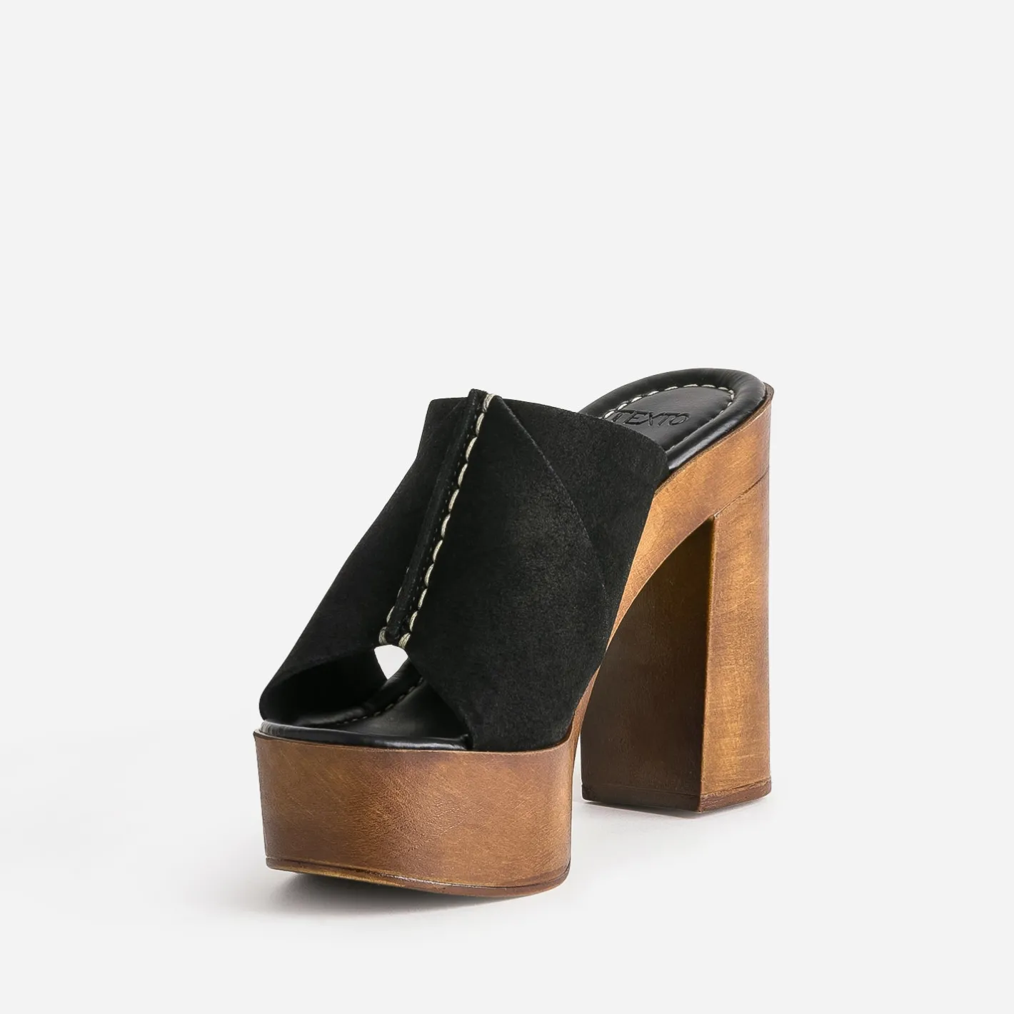 Mule à plateforme e cuir velours^Texto Hot