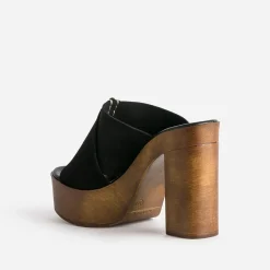 Mule à plateforme e cuir velours^Texto Hot