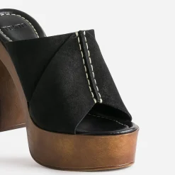 Mule à plateforme e cuir velours^Texto Hot