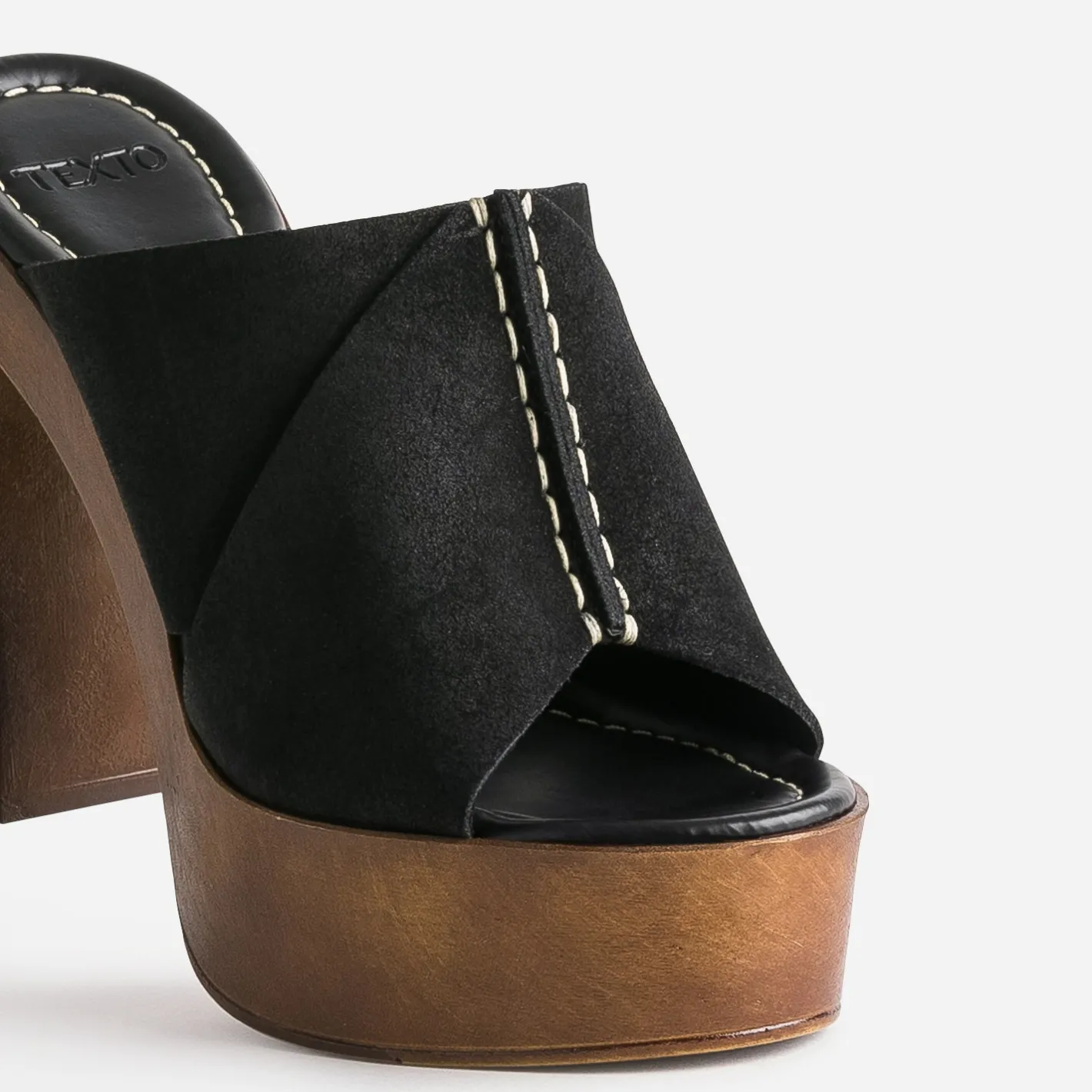 Mule à plateforme e cuir velours^Texto Hot