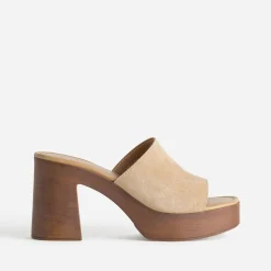 Mule à talon cuir velours^Texto Discount