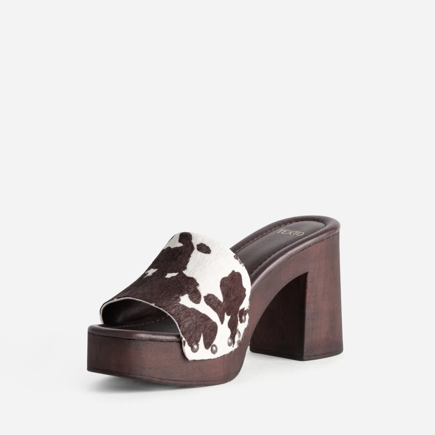 Mule à talon motif vache^Texto Best