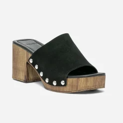 Mule à talon e en cuir velours^Texto New