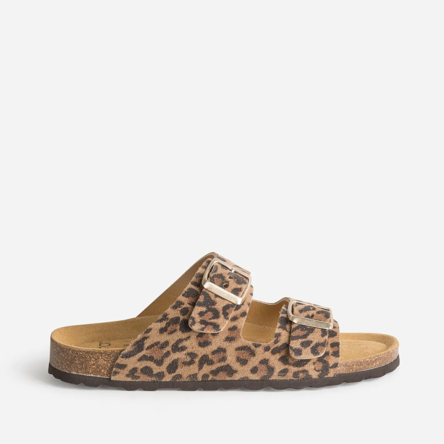 Mule anatomique beige cuir velours effet léopard^Eram Outlet