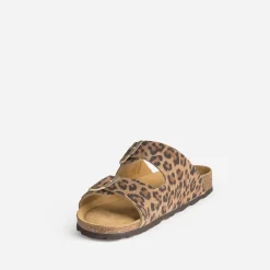 Mule anatomique beige cuir velours effet léopard^Eram Outlet