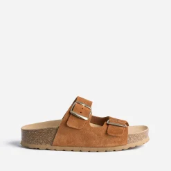 Mule anatomique cuir velours à plateforme^Eram Online