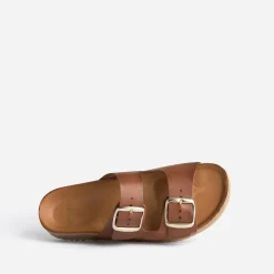 Mule anatomique marron en cuir éco-conçu^Eram Clearance