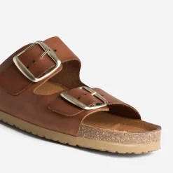 Mule anatomique marron en cuir éco-conçu^Eram Clearance