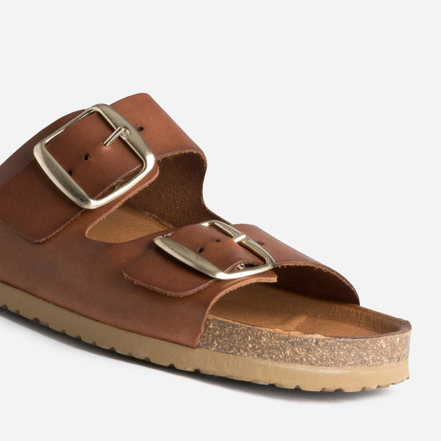 Mule anatomique marron en cuir éco-conçu^Eram Clearance