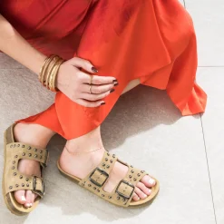 Mule anatomique cuir velours clouté^Texto Best