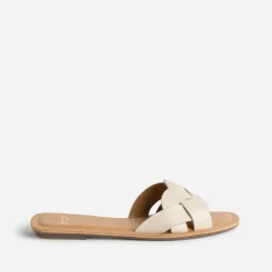 Mule beige larges brides tressées^Eram Discount