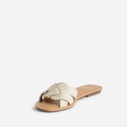 Mule beige larges brides tressées^Eram Discount
