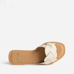 Mule beige larges brides tressées^Eram Discount